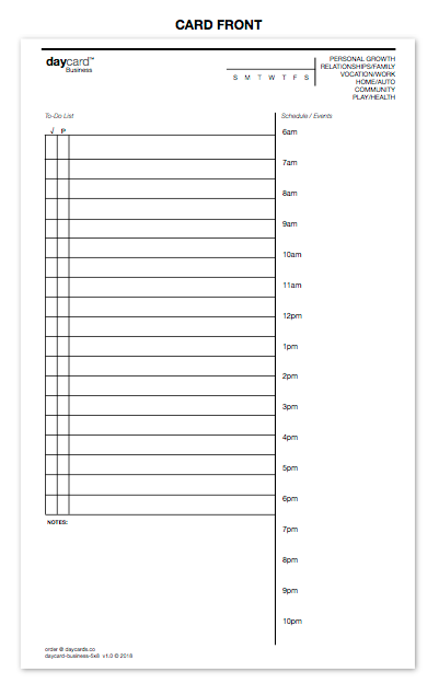 the 5x8 Business Edition daycard™ template - .pdf version : print/make your own! (DBE-E)